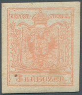 Österreich: 1850/54: 3 Kreuzer Stumpfrosa, Maschinenpapier Type III C, Ungebracht. Laut Dr. Ferchenb - Sonstige & Ohne Zuordnung