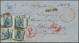 Österreich: 1850/1854, 9 Kreuzer Lebhaftblau, Maschinenpapier Type III, In Zwei Waagerechten Paaren, - Autres & Non Classés