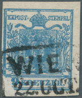 Österreich: 1850, 9 Kreuzer Dunkelblau, Handpapier Type II C, Mit Großer Druckauslassung Der Linken - Sonstige & Ohne Zuordnung