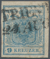 Österreich: 1850, 9 Kreuzer Hellblau, Handpapier Type I, Mit Weitestem Abstand 1,2 Mm Zwischen Der Z - Andere & Zonder Classificatie