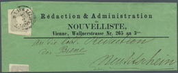 Österreich: 1861, (1,05 Kreuzer) Hellgrau Zeitungsmarke, Allseits Riesenrandig, Entwertet Mit Komple - Sonstige & Ohne Zuordnung