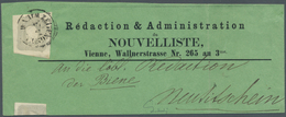 Österreich: 1861, (1,05 Kreuzer) Hellgrau Zeitungsmarke, Allseits Riesenrandig, Entwertet Mit Komple - Autres & Non Classés