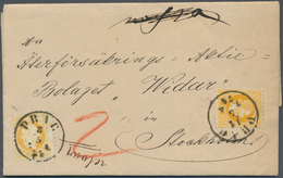 Österreich: 1867, 2 Kr. Gelb Franz Joseph Mit EKr. "PRAG 8.5.74" Auf Kpl. Auslandsfaltdrucksache Mit - Autres & Non Classés