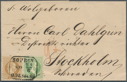 Österreich: 1867, 15 Kr. Braun Und 3 Kr. Grün Franz Joseph Mit Ra3 "SOPRON OEDENBURG 11.8.69" Auf Fa - Andere & Zonder Classificatie