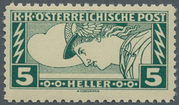 Österreich: 1917, Eilmarken 5 H. Schwärzlichopalgrün, Linienmischzähnung 11½:12½, Postfrisch, Signie - Other & Unclassified