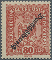 Österreich: 1919, Aufdrucke "Deutschösterreich", 80 H. Schwärzlichbräunlichrot Mit Kopfstehendem Auf - Sonstige & Ohne Zuordnung