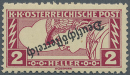 Österreich: 1919, Eilmarke 2 H. Schwarzrotkarmin Mit Kopfstehendem Aufdruck, Postfrisch, Oben Mit Ra - Other & Unclassified