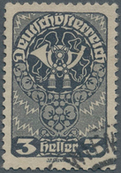 Österreich: 1919/1920, Freimarken 3 H. Dunkelblaugrau Sauber Gestempelt "WIEN", Signiert Und Fotobef - Other & Unclassified