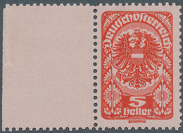 Österreich: 1919/1920, Freimarken, 5 H. Als Farbprobe In Rot Auf Rosa Papier Und Mit Linienzähnung, - Autres & Non Classés