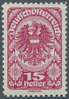 Österreich: 1919/1920, Freimarken, 15 H. Als Farbprobe In Dunkellilarot Und Mit Linienzähnung, Auf G - Andere & Zonder Classificatie