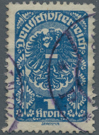 Österreich: 1919/1920, Freimarken, 1 Kr. Schwärzlichultramarin, Sauber Gestempeltes Bedarfsstück, Si - Andere & Zonder Classificatie