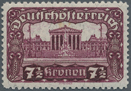 Österreich: 1919/1921, Freimarken "Parlamentsgebäude", 7½ Kr. Schwärzlichrotlila In Linienmischzähnu - Sonstige & Ohne Zuordnung