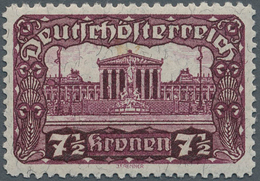 Österreich: 1919/1921, Freimarken "Parlamentsgebäude", 7½ Kr. Schwärzlichrotlila In Linienmischzähnu - Autres & Non Classés