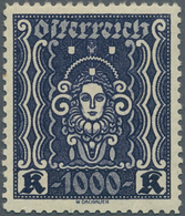 Österreich: 1922, Freimarken "Frauenkopf", 1000 Kr. Schwarzblauviolett, Gez. 11½, Postfrisch, Signie - Other & Unclassified