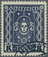 Österreich: 1922, Freimarken "Frauenkopf", 1000 Kr. Schwarzblauviolett, Gez. 11½, Sauber Gestempelt, - Other & Unclassified