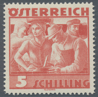 Österreich: 1934, Freimarken "Trachten", 5 Sch. "Städtische Arbeit", Vier Gezähnte Offsetdruck-Probe - Other & Unclassified