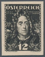 Österreich: 1935, Heerführer, Komplette Serie Als Geschnittene Probedrucke In Schwarz Auf Kartonpapi - Other & Unclassified