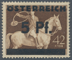 Österreich: 1945, AUFDRUCKPROBE ZUR 2. WIENER AUSHILFSAUSGABE, Aufdruck "ÖSTERREICH / 5 Pf. / Balken - Sonstige & Ohne Zuordnung