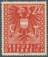 Österreich: 1945, Freimarken "Wappen, 24 Pfg. Als Probedruck In Rotbraun Und In Linienzähnung, Auf G - Autres & Non Classés