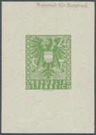 Österreich: 1945, Freimarken "Wappen, 24 Pfg. Als Probedruck In Grünlicholiv, Ungezähnter Einzelabzu - Sonstige & Ohne Zuordnung