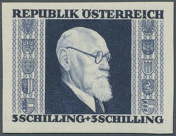 Österreich: 1946. Dr. Karl Renner 3+3 S. Farbprobe Blau Statt Dunkelviolett, Ungezähnt. Postfrisch. - Sonstige & Ohne Zuordnung