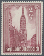 Österreich: 1946, Stephansdom, 5 Gr. + 20 Gr. Karminrot Und 2 Sch. +10 Sch. Rötlichviolett, Zwei Far - Other & Unclassified