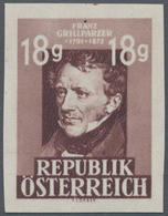 Österreich: 1947, 18 Gr. "Grillparzer", Rastertiefdruck, Breitrandig Ungezähnt, Postfrisch, Unsignie - Sonstige & Ohne Zuordnung