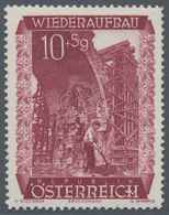 Österreich: 1948, 10 Gr. + 5 Gr. "Wiederaufbau", 16 (meist) Verschiedene Farbproben In Linienzähnung - Other & Unclassified
