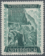 Österreich: 1948, 1 Sch. + 50 Gr. "Wiederaufbau", 16 (meist) Verschiedene Farbproben In Linienzähnun - Other & Unclassified
