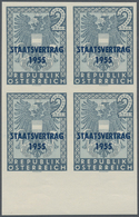 Österreich: 1955. Staatsvertrag, Mit Der Abart "Ungezähnt" Im Postfrischen Unterrand-4er-Block. FA T - Other & Unclassified