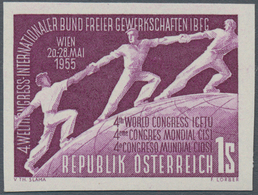Österreich: 1955, 1 Sch. "Gewerkschaftskongreß", Sechs Ungezähnte Farbproben In Lila, Schiefer, Karm - Sonstige & Ohne Zuordnung