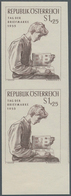 Österreich: 1955, 1 Sch. + 25 Gr. "Tag Der Briefmarke" Im Ungezähnten Senkrechten Unterrand-Paar, Po - Sonstige & Ohne Zuordnung