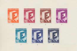 Österreich: 1959, 2.40 Sch. "Europa-Cept", 14 Verschiedene Farbproben Auf Falt-Vorlageblatt. Sehr Se - Other & Unclassified