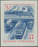 Österreich: 1961, 3 Sch. "Verkehrsminister-Konferenz", Ungezähnte Farbprobe In Blau/Rot, Postfrisch, - Other & Unclassified