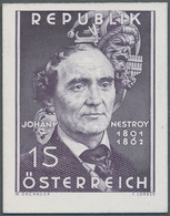 Österreich: 1962, 1 Sch. "Johann Nepomuk Nestroy", Ungezähnte Farbprobe In Grauviolett Auf Kartonpap - Other & Unclassified
