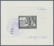 Österreich: 1965, 3 Sch. + 70 Gr. "Tag Der Briefmarke", Zwei Phasendrucke In Schwarz (1. Und 2. Phas - Other & Unclassified