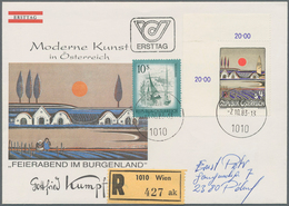 Österreich: 1983, 4 Sch. Moderne Kunst ("Abendsonne über Dem Burgenland" Von Gottfried Kumpf), Eckra - Sonstige & Ohne Zuordnung