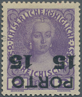 Österreich - Portomarken: 1916, 15 H. Auf 2 H. Violett Mit Kopfstehendem Aufdruck, Ungebraucht Mit O - Postage Due