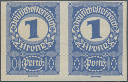 Österreich - Portomarken: 1920/1921, Ziffern, 1 Kr. Bis 20 Kr., Neun Werte In Ungezähnten Waagerecht - Postage Due