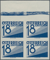 Österreich - Portomarken: 1934, Ziffern 18 Gr. Blau, Ungezähnter Oberrand-4er-Block, Postfrisch, Uns - Postage Due