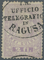 Österreich - Telegrafenmarken: 1873, 2 Fl. Violett Klar Gestempelt "RAGUSA", Kleinere, Unauffällige - Telegraphenmarken