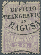 Österreich - Telegrafenmarken: 1873, 2 Fl. Violett Klar Gestempelt "RAGUSA", Kleinere, Unauffällige - Télégraphe