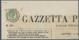 Österreich - Zeitungsstempelmarken: 1853, 2 Kreuzer Blaugrün, Type I A, Allseits Breit- Bis überrand - Zeitungsmarken