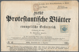 Österreich - Zeitungsstempelmarken: 1877, Zeitungsstempelmarke 1 Kreuzer Blau, Type II B, Allseits V - Zeitungsmarken