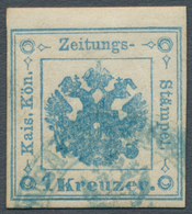 Österreich - Zeitungsstempelmarken: 1859, 1 Kreuzer Hellblau, Type I (sogenanntes "Provisorium"), Al - Zeitungsmarken