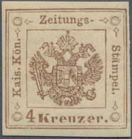 Österreich - Zeitungsstempelmarken: 1873, 4 Kr. Braun, Neudruck, Farbfrisch Und Allseits Vollrandig, - Zeitungsmarken