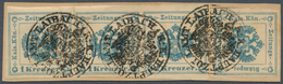 Österreich - Zeitungsstempelmarken: 1877, 1 Kreuzer Blau, Type I, Waagerechter Dreierstreifen Und Ei - Newspapers
