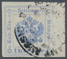 Österreich - Zeitungsstempelmarken: 1877, 1 Kreuzer Ultramarin, Type I, Rechtes Randstück (5 Mm), Un - Newspapers