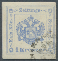 Österreich - Zeitungsstempelmarken: 1877, 1 Kreuzer Ultramarin, Type I, Rechts Breitrandig, Sonst Al - Journaux