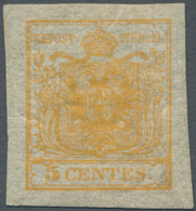 Österreich - Lombardei Und Venetien: 1850, 5 C Orange, Ungebrauchtes Ausnahme-Exemplar Mit Vollem Or - Lombardije-Venetië